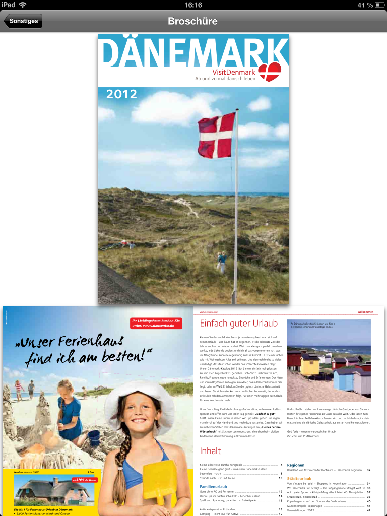 iPad App Visit Denmark: Sonstiges > Broschüre