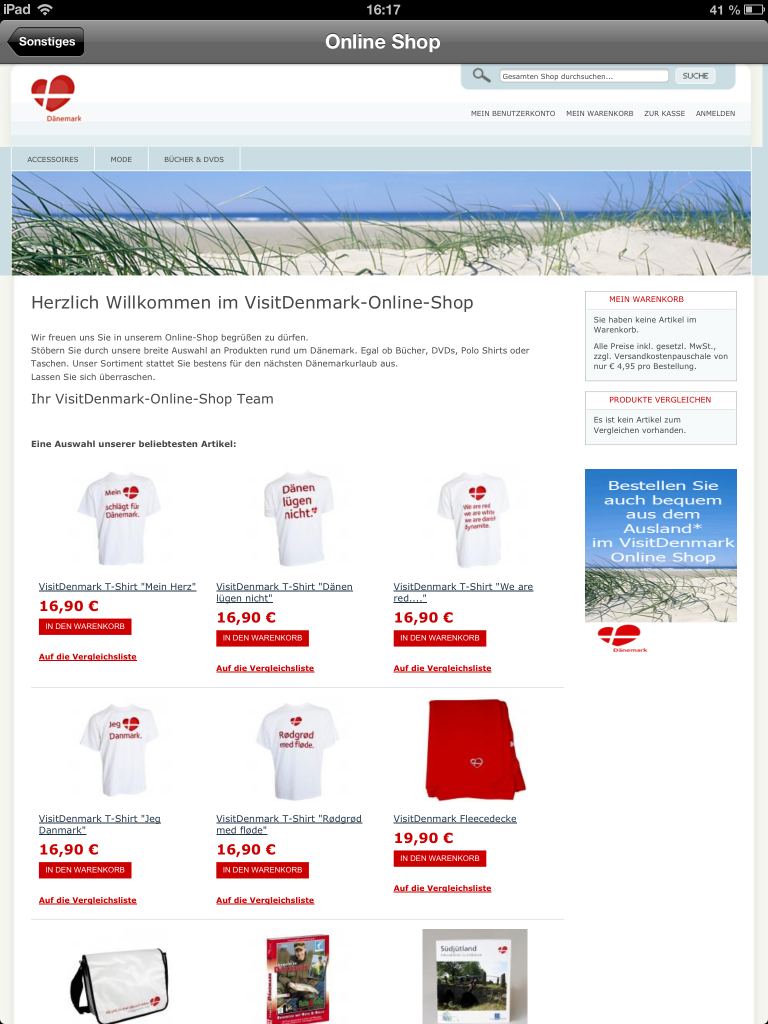 iPad App Visit Denmark: Sonstiges > Online-Shop