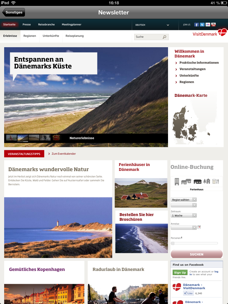 iPad App Visit Denmark: Sonstiges > Newsletter
