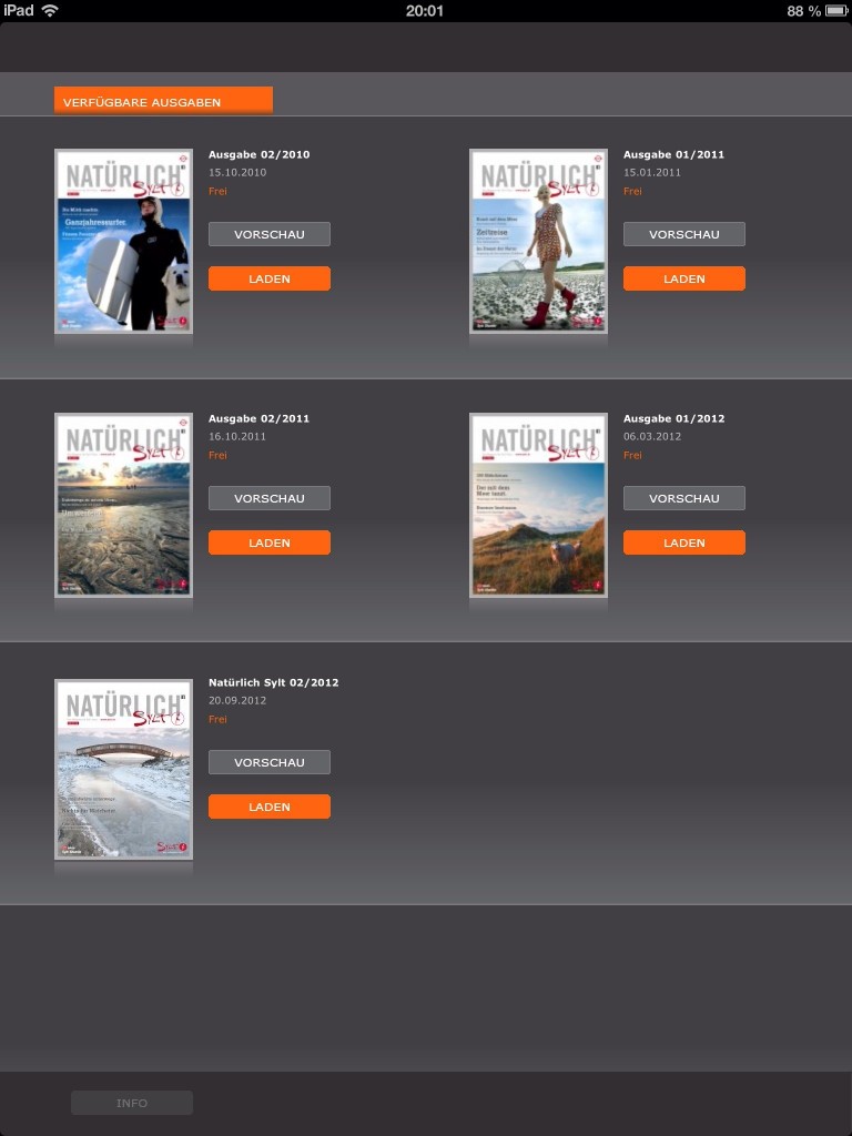 iPad App Sylt - Broschürenregal