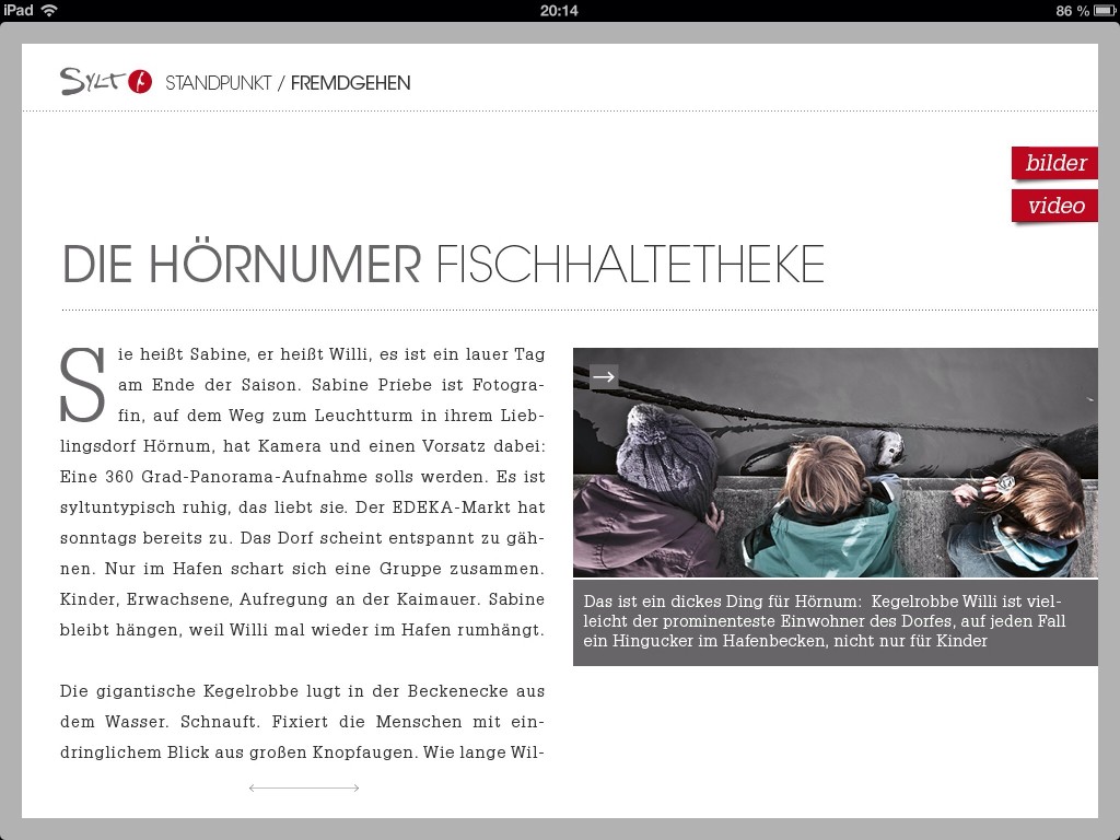 iPad App Sylt - Artikel (querformatig)