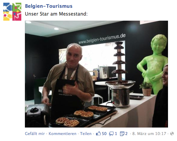 Belgien Tourismus: Facebook-Beitrag "Unser Star am Messestand"