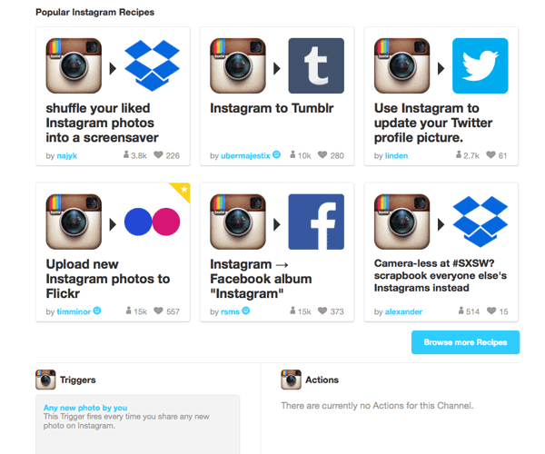 IFTTT: Populäre Rezepte mit Instagram