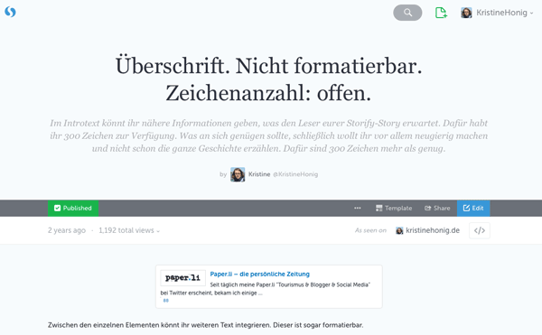 Storify: Beispiel-Screenshot