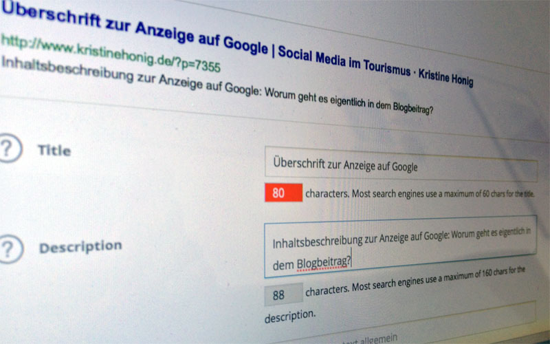 SEO: SEO-Title & Meta Description im Blog-Backend eingeben